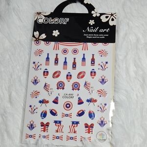 Patriotic Nail Art Stickers – Football & Fireworks | 4th of July DIY Manicure